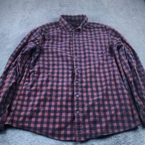 Men's Red and Black Plaid Button-Up Shirt